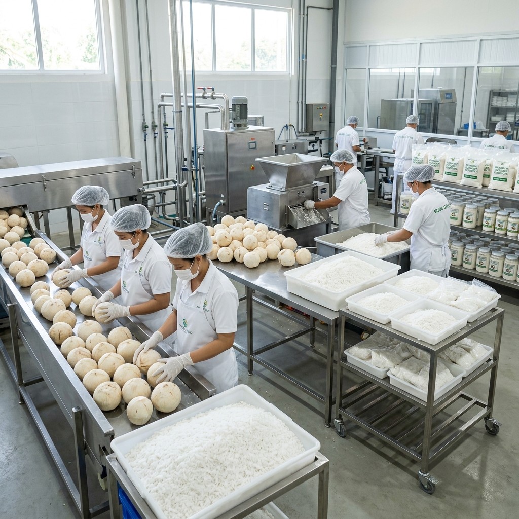 Coconut product processing form