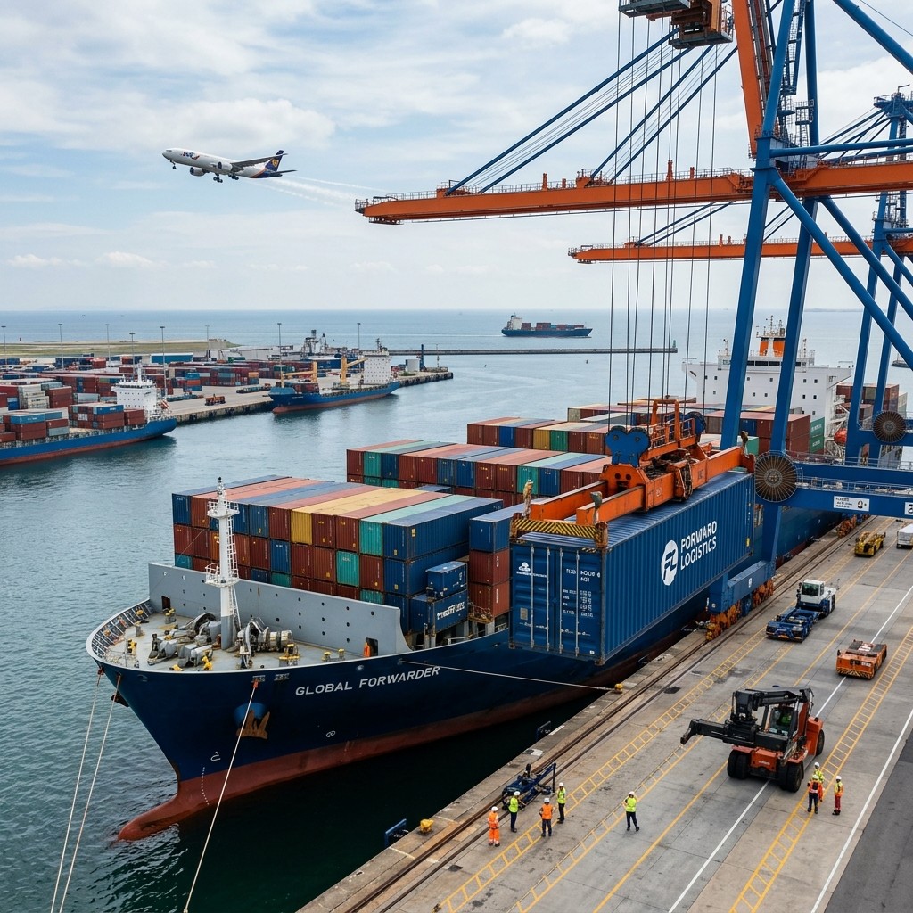 Freight forwarding shipment with containers and transport planning