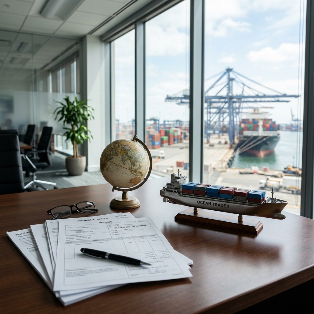 Container shipment and international trade handling