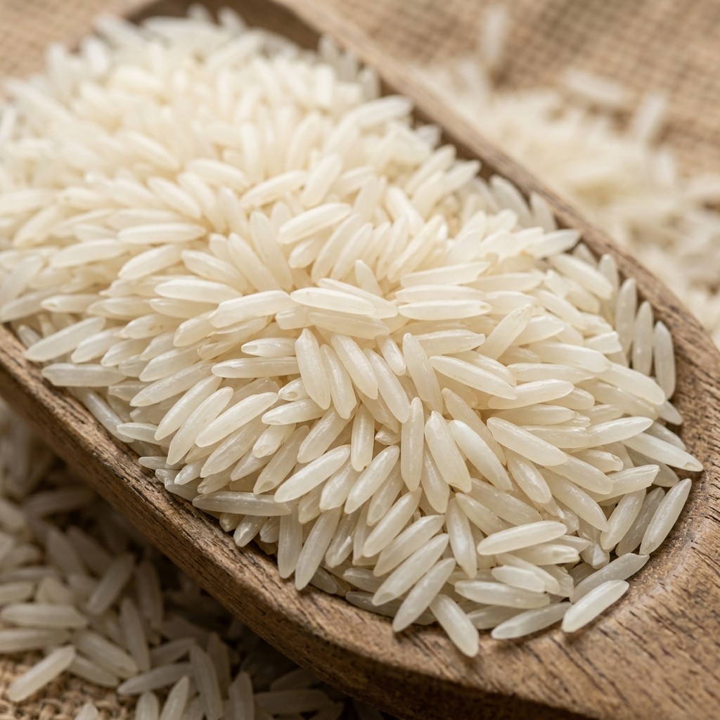 Close-up view of rice grain quality and appearance