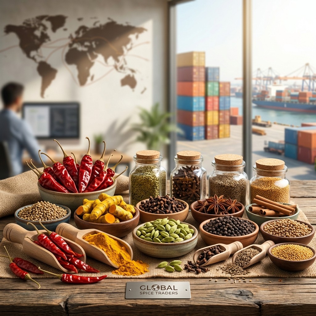 Chilli and turmeric spices prepared for wholesale and export enquiry